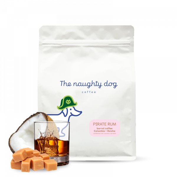 Specialty coffee The naughty dog PIRATE RUM barrel coffee 1000 g - geisha aged in rum barrels