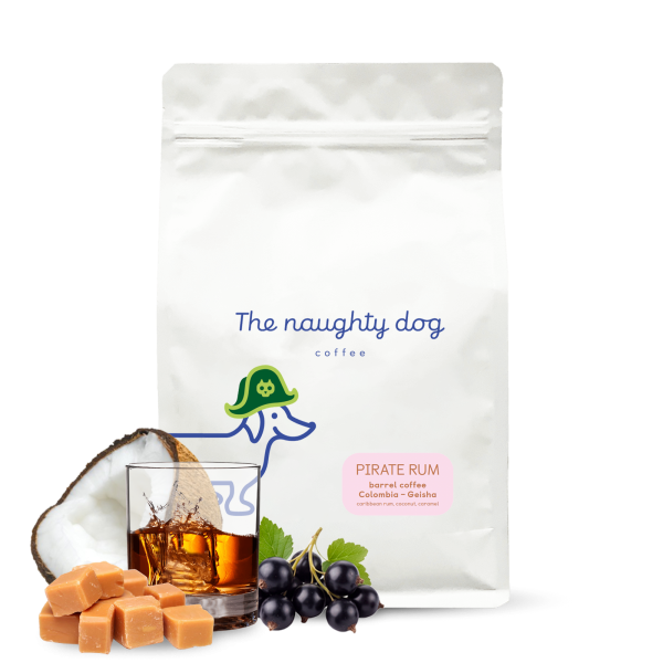 Specialty coffee The naughty dog PIRATE RUM Barrel Coffee #2 - 1000 g - Coffee Aged in Rum Barrels