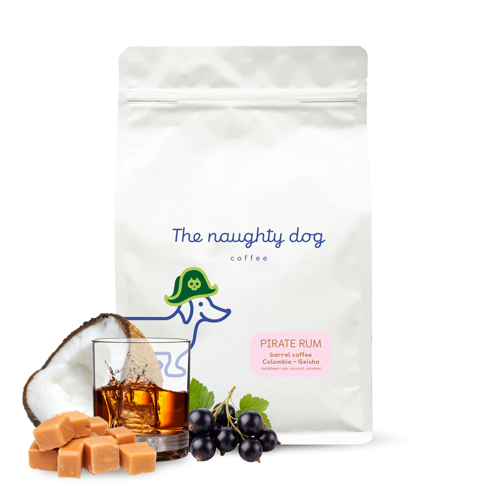 Specialty coffee The naughty dog PIRATE RUM Barrel Coffee #2 - 1000 g - Coffee Aged in Rum Barrels