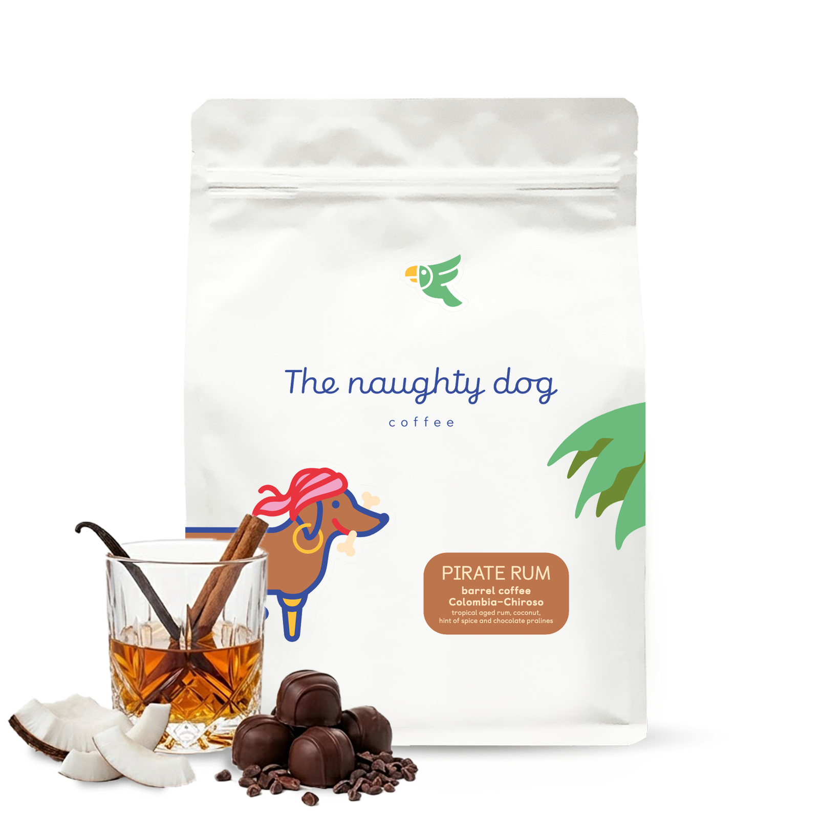 Specialty coffee The naughty dog GIRL PIRATE Rum #2 - Barrel Coffee - 1,000 g