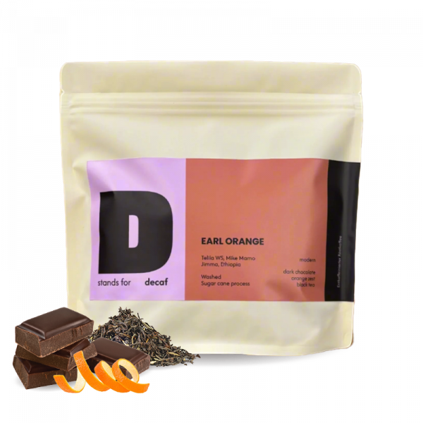 Specialty coffee D stands for decaf Ethiopia EARL ORANGE - decaffeinated