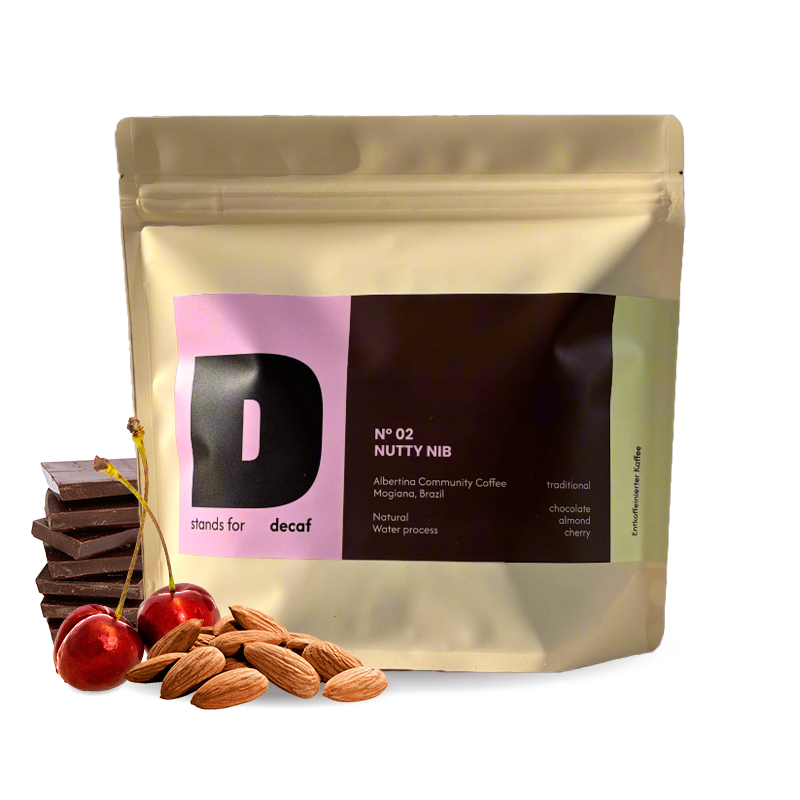 Specialty coffee D stands for decaf Brazil NUTTY NIB - decaffeinated